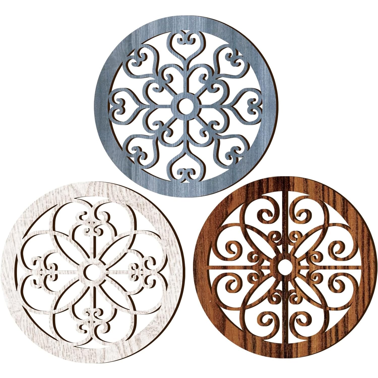 Ltstor Decoración de pared de estilo paisajista, decoración de pared de madera engrosada, decoración de flores, granja, sala de estar, dormitorio, pasillo, cocina, decoración de arte de pared (tres