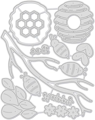 Miniatura 2 de BENECREAT Troqueles de corte de abeja de miel de 5.5 x 4.5, plantillas de corte de ramas de flores para manualidades, álbumes de recortes,
