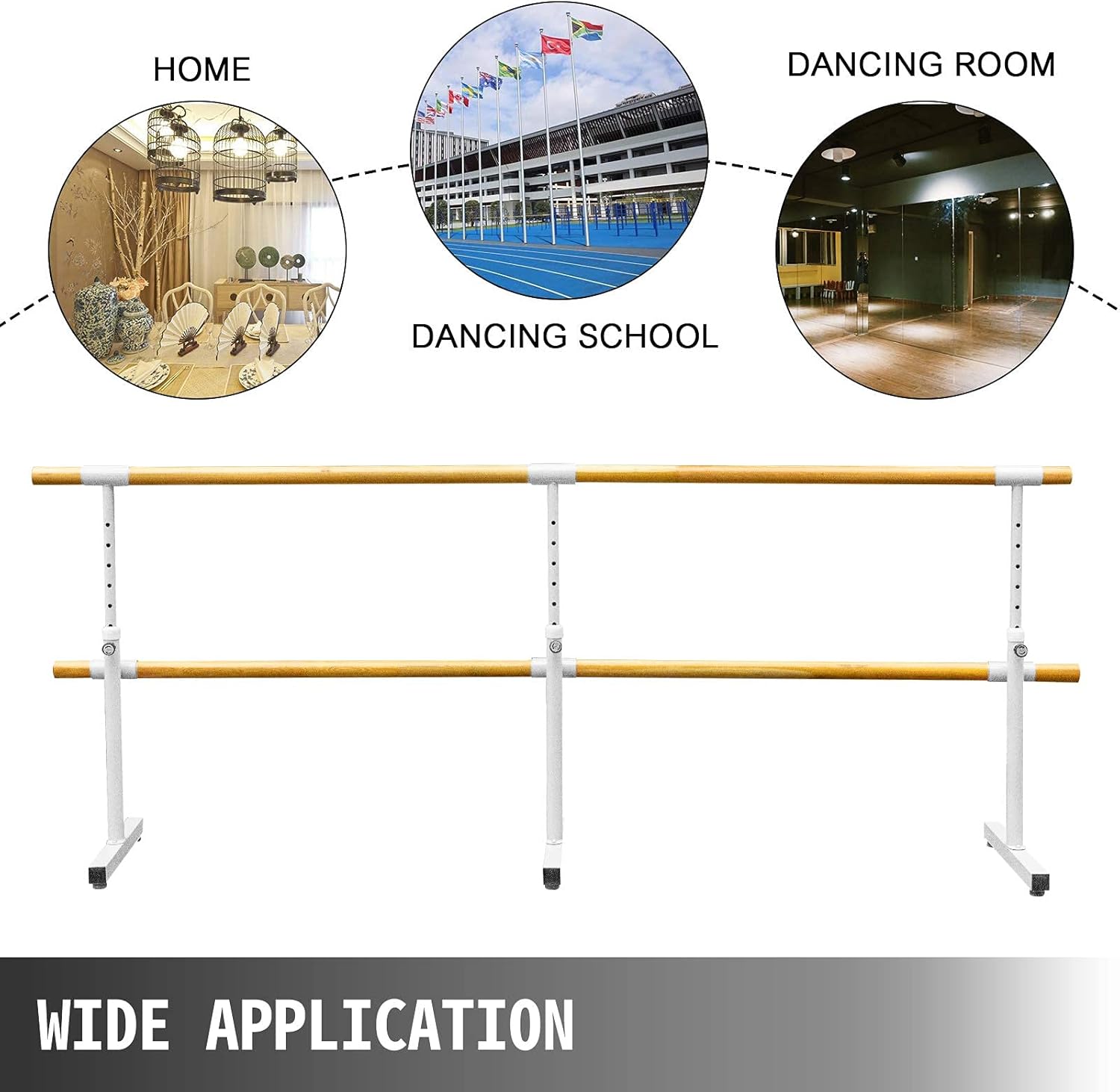 Happybuy Ballet Barre Bar ，Double Stretching Dance Bar，High Adjustable Portable Ballet Bar, White，Barre Exercise Equipment for Home and Gym, Stretching Dance bar : Sports & Outdoors