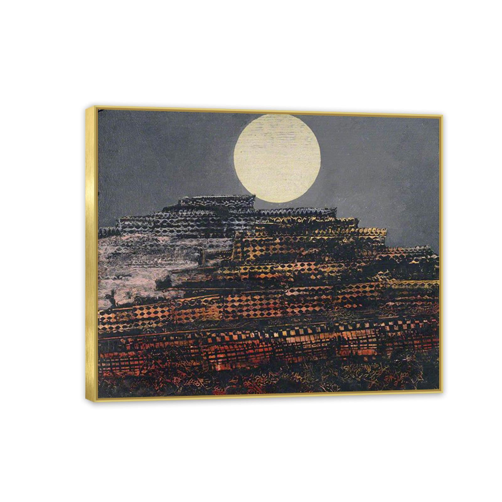 MYCGGDGH Max Ernst Canvas Wall Art Reproductions of Famous Paintings The Petrified City Retro Surrealist Canvas Wall Decor for Living room bathroom 80x60cm(32x24in) Framed