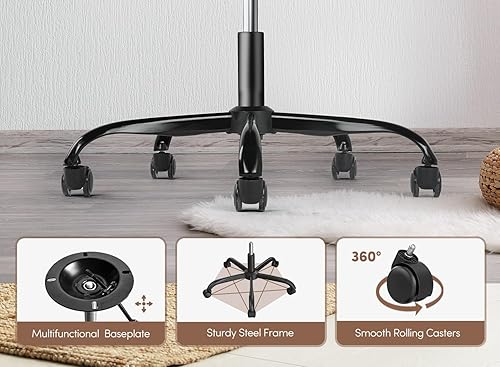 Miniatura 7 de FEZIBO Silla de oficina en casa ajustable en altura con soporte de respaldo transpirable, moderna silla giratoria de 360 grados, silla de