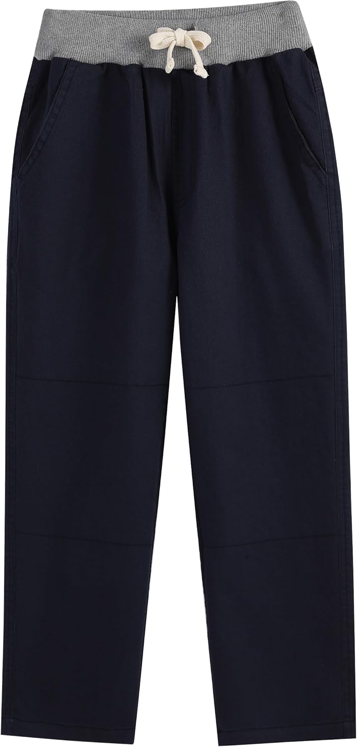 Boys School Uniform Jogger Pants Kids Stretch Drawstring Joggers with Pockets Toddler Pull-on Pants(2-12Years)