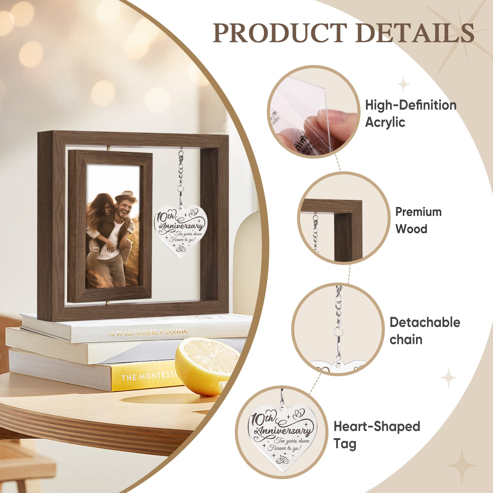 Cornice Per Matrimonio Personalizzata Cornice Per Foto In Legno Anniversario Per Sposi Coppie Regalo Per Damigella D'onore Regali Per San Valentino - Foto 5