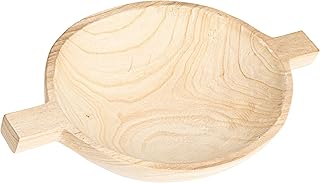 Creative Co-Op Round Paulownia Wood Decorative Tray, Natural