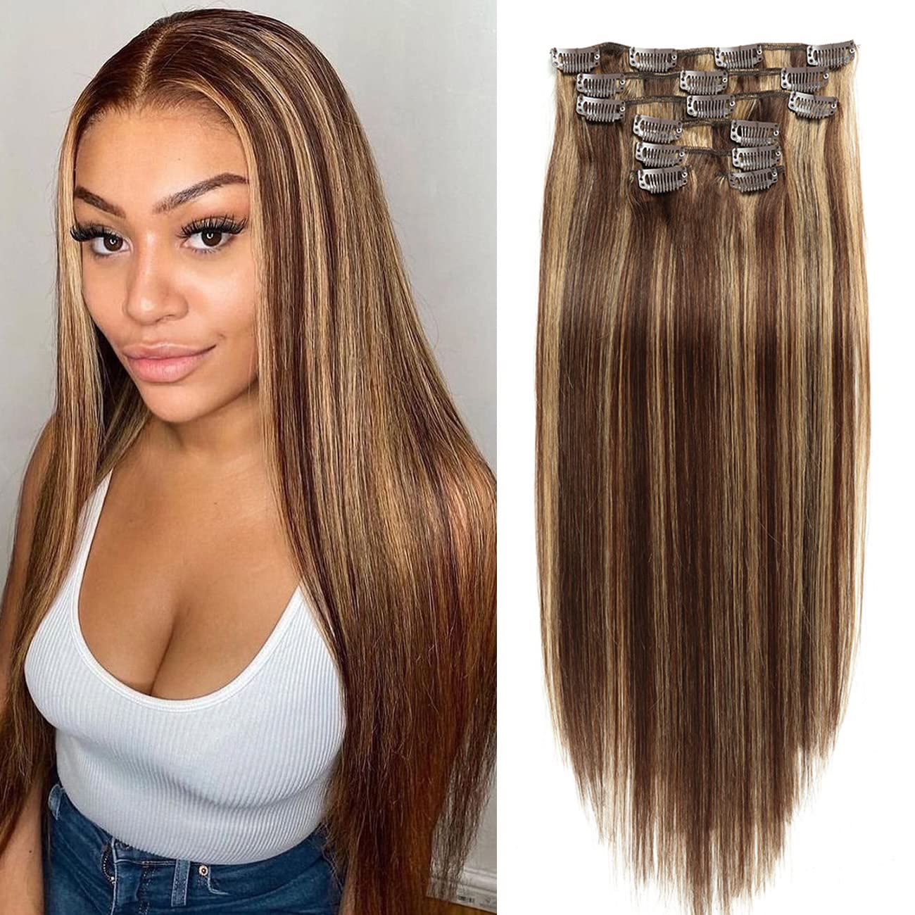 Asteria Hair Clip In Hair Extensions Real Human Hair Women 