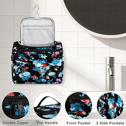 Miniatura 4 de Skull Day Of The Dead Toiletry Bag for Women Travel Makeup Organizer with Hanging Hook Traveling Cosmetic Bags for Toiletries Accessories