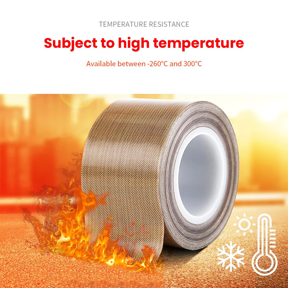 MOUMOUTEN 2 Rolls 55mm x 10m Brown High Temperature PTFE Tape,Insulating Cloth Heat Vinyl Thermal Sublimation Press Tape for Vacuum Sealer Machine - Image 4