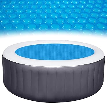 MADHOLLY Spa Hot Tub Cover for Heat Retention - 7FT Dia Round 16-Mil Heavy-Duty Bubble Solar Blanket for Preventing Water Evaporation, Easy to Cut and Clean