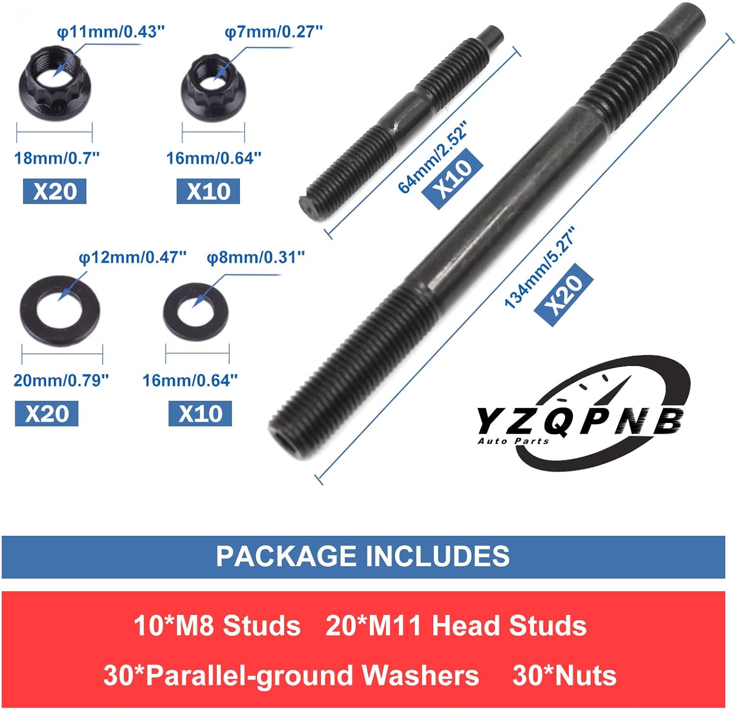 12-Point Cylinder Gasket Head Stud Bolt Kit Compatible with 2004-2019 LS1 LS3 5.3L 5.7L 6.0L Engines​ / Chevy LS1 LS6 4.8L 5.3L 6.0L # 234-4317