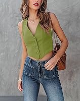 Vista 4 de Sunborui Chalecos sin mangas con botones para mujer, totalmente forrados, cuello en V, chaqueta ajustada regular
