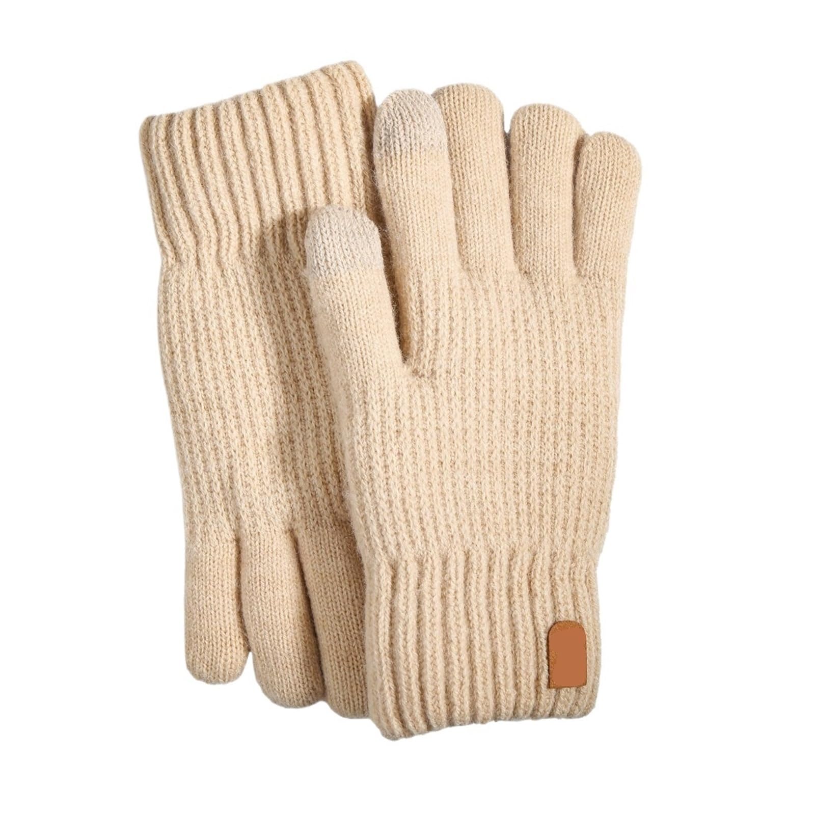 Guantes térmicos de punto trenzado, pantalla táctil con forro polar | Forro polar suave for retener el calor, apto for montar y desplazarse diariamente en otoño.