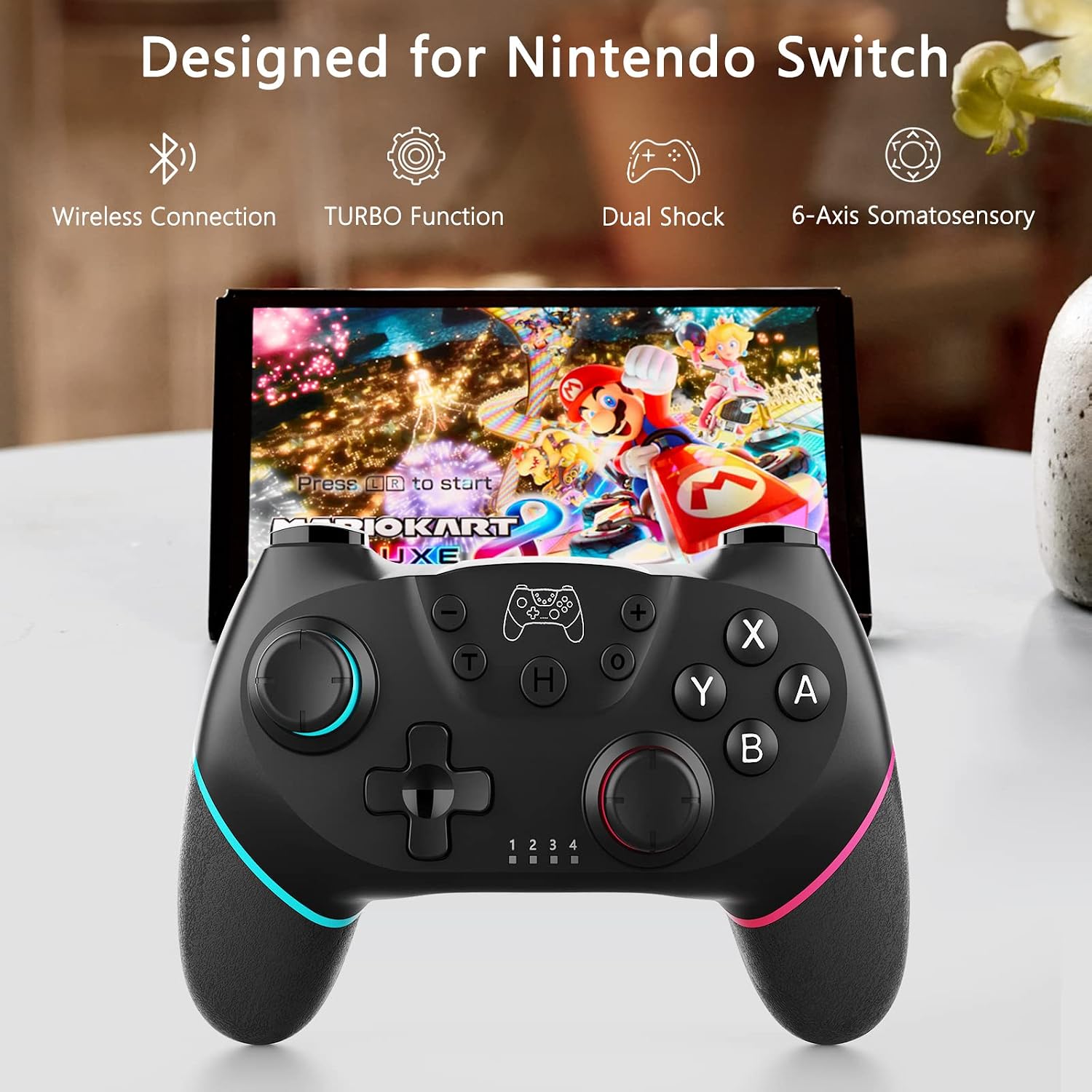RTULOR Wireless Controller for Switch,Switch Lite/Switch Pro/Switch OLED Wireless Bluetooth Switch Controller Gamepad with Joystick, Adjustable Turbo Vibration