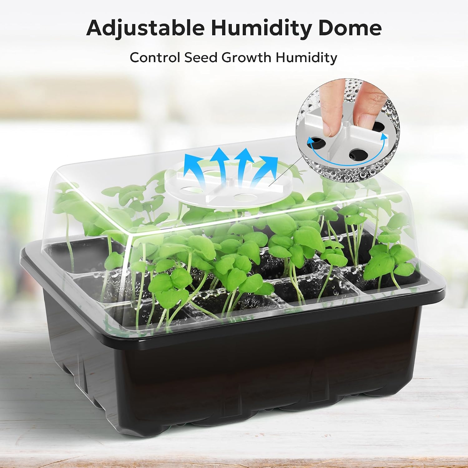 MIXC 10 Pack Seed Starter Tray, 120Cell Stater Kit with Humidity Dome Black image 3