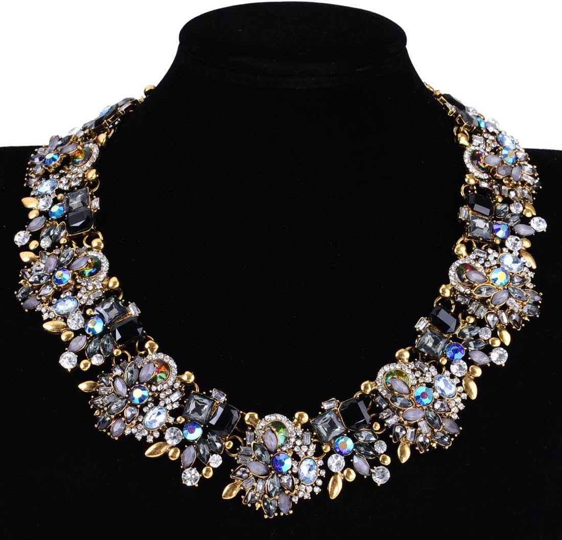 Crystal Rhinestone Statement Necklace, Vintage Chunky Chain Choker Collar Bib Statement Necklace Fashion Costume Jewelry Necklaces for Women - Image 3