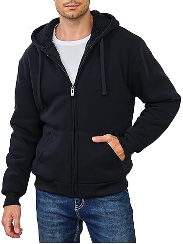 Hoodies for Men Full Zip Up Fleece Warm Thick Jackets