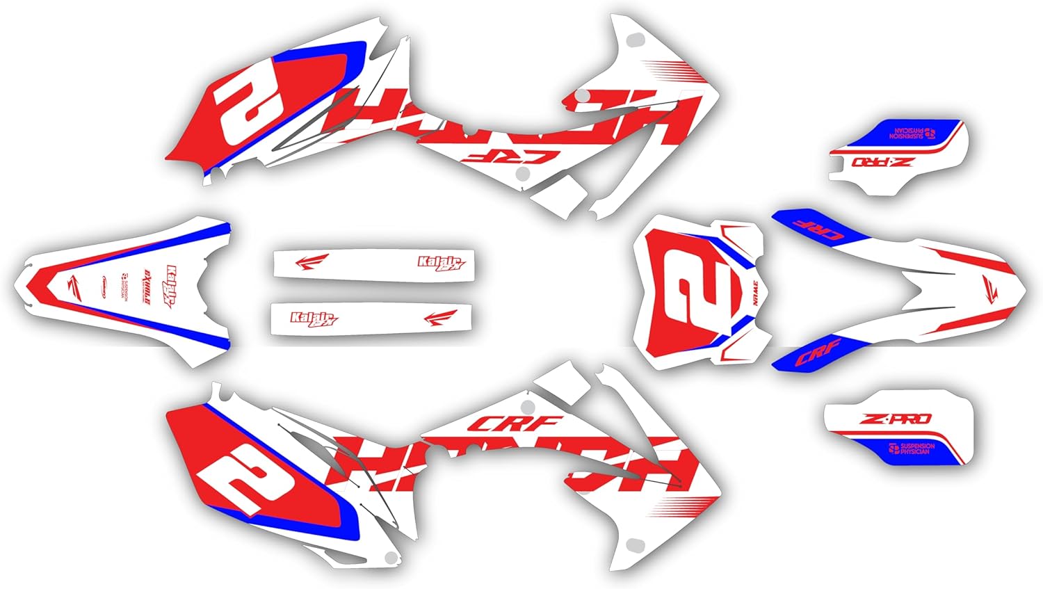Graphics Kit for Honda CRF250R 2010-13 and CRF450R 2009-2012 FLIGHT Series White 09 Mil - Dirt pit bike motorcycle sticker, dirtbike racing decal motocross accessories no-plastics