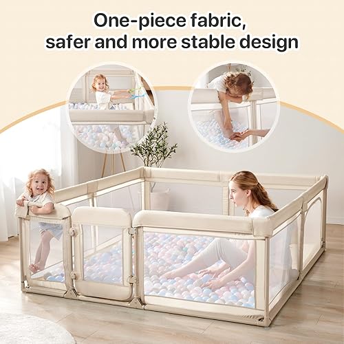 Miniatura 4 de Corralito para bebés, corralito extra grande para bebés y niños pequeños, corral de juegos resistente con puerta de seguridad, corral de juegos para