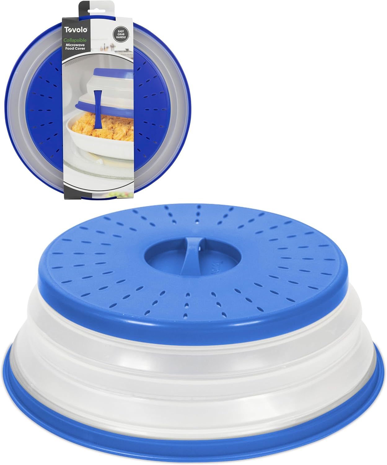 Tovolo Microwave Splatter Cover for Food, 3-Pack (Candy Apple Red) - Collapsible & Vented Silicone Splatter Guard Lid - Microwave Plate & Dish Cover with Handle - BPA-Free Kitchen Gadget for Meal Prep