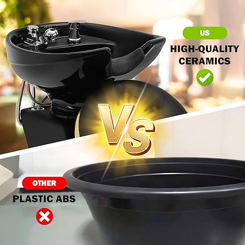 Miniatura 8 de Tazón de champú, Silla de estación de champú de lavado a contracorriente, Estación de unidad de tazón de cerámica de porcelana ajustable, Equipo de