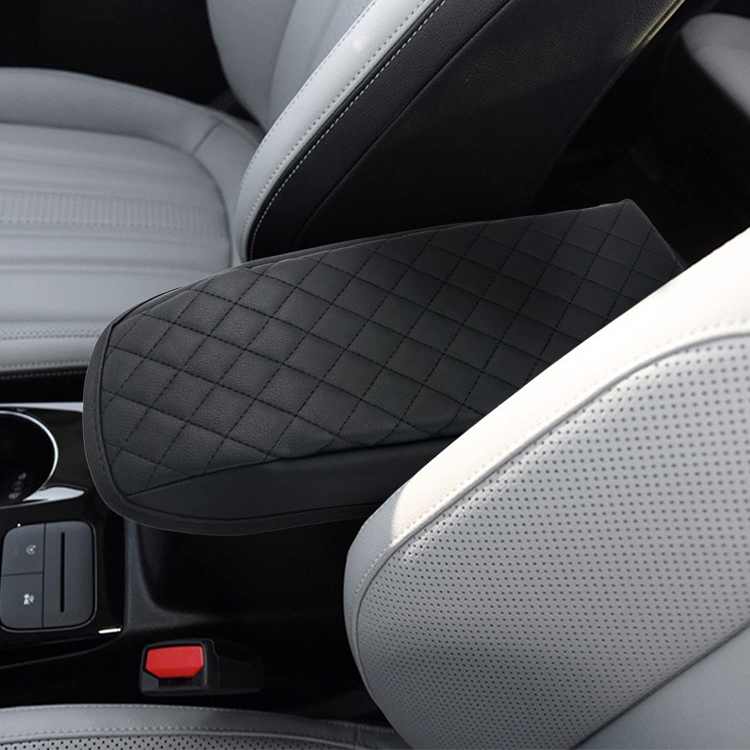 KBH Car Center Console Armrest Cover For 2020-2026 Ford Escape Accessories/2021-2026 Ford Bronco Sport, Leather Middle Console Lid Arm Rest Cushion Pad, Black - View #7