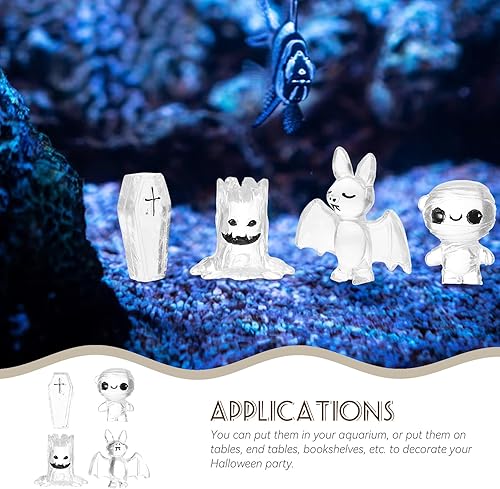Miniatura 7 de 4 figuras en miniatura de Halloween, adornos luminosos de fantasma, mini calavera, calabaza, decoración de mesa, adorno de crecimiento en la
