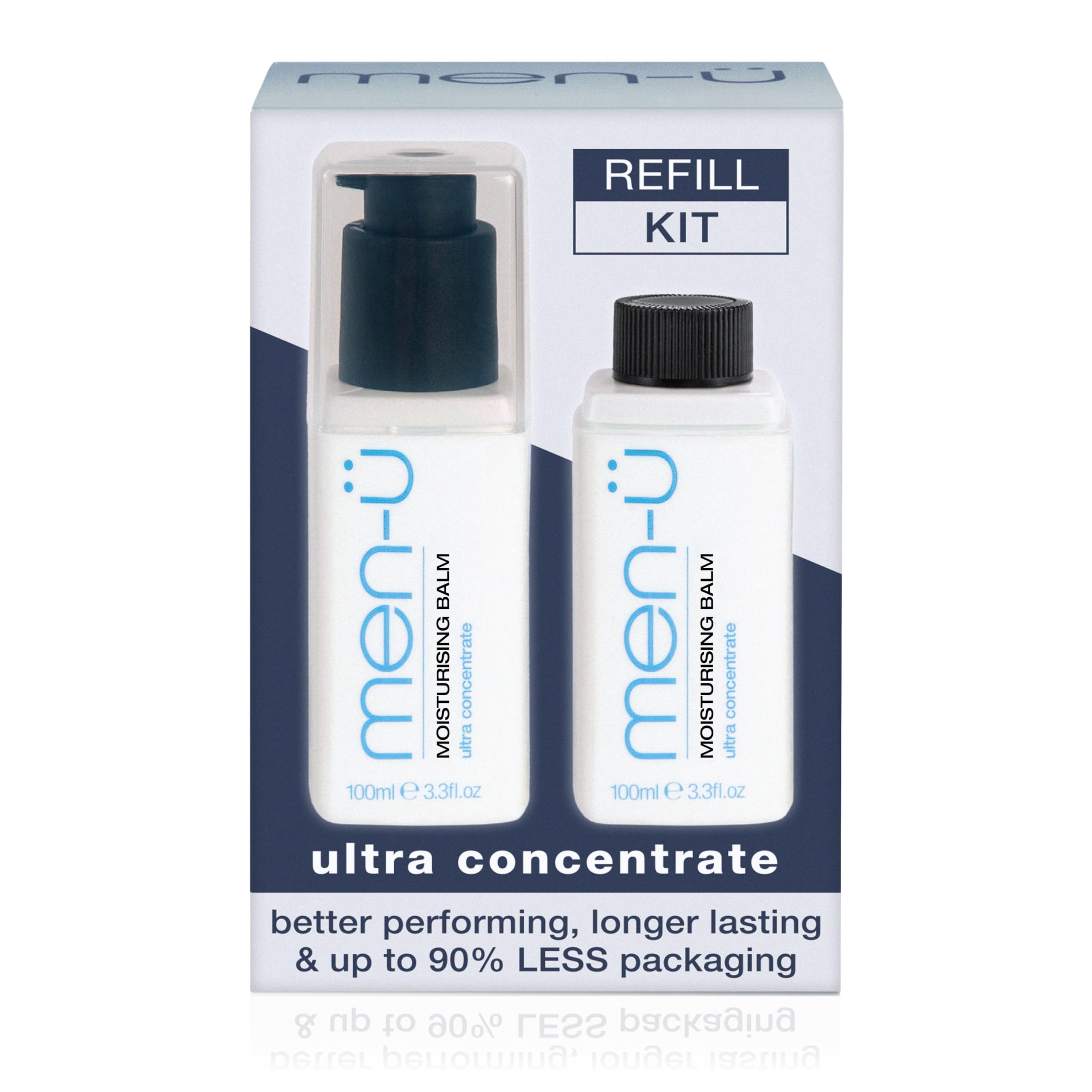men-ü FEUCHTIGUNGSLIFT REFILL KIT, bis zu 330 Anwendungen, Vegan, Ultra-Konzentrat, Langlebig, After Shave Balsam, Nicht Fett, Minze und Menthol