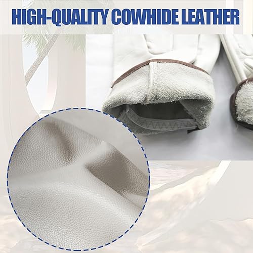 Miniatura 3 de KetterlePPE 2 pares de guantes de trabajo de cuero de vaca para hombres, guantes a prueba de espinas para jardinería, corte de madera, guantes de