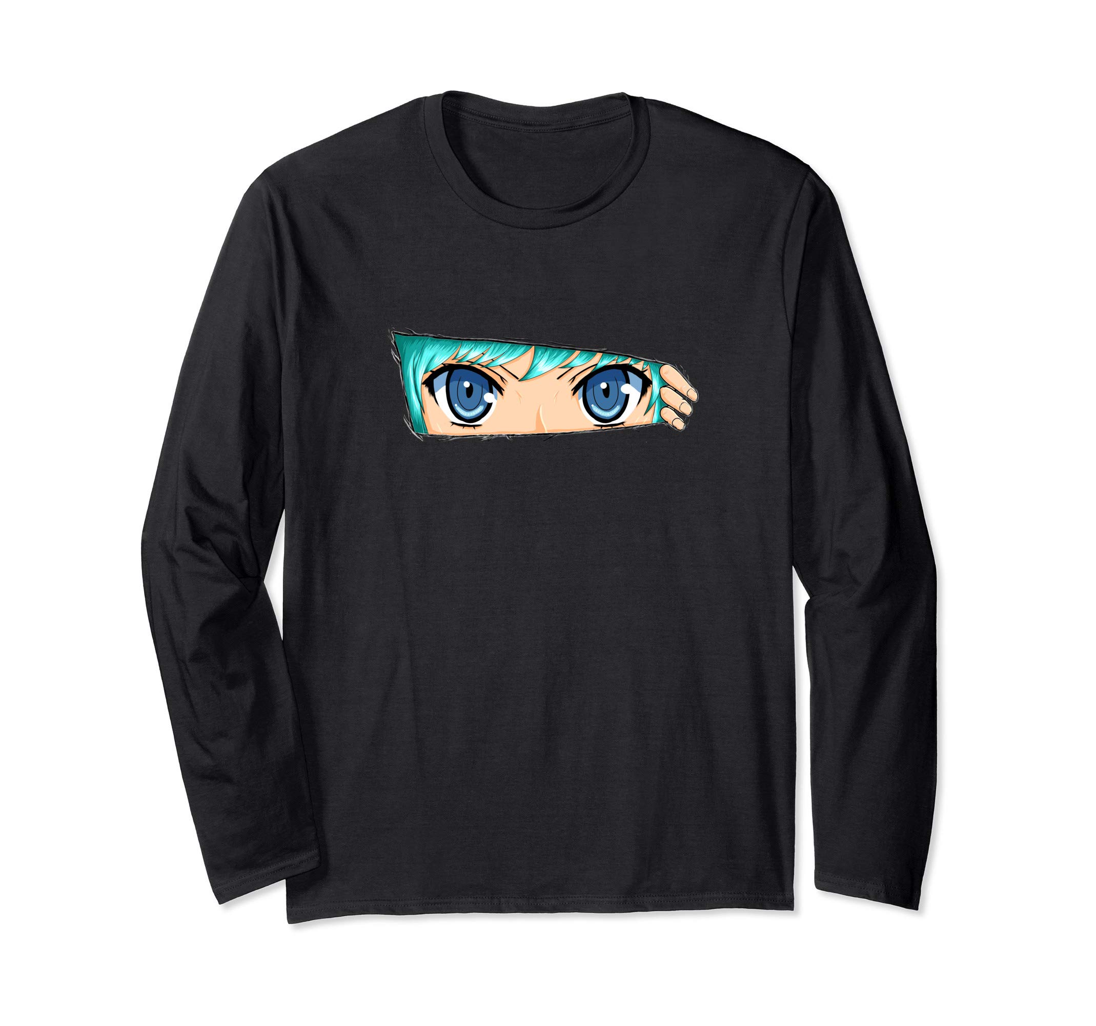 Cute Anime Girl Eyes Expression Funny Long Sleeve T-Shirt