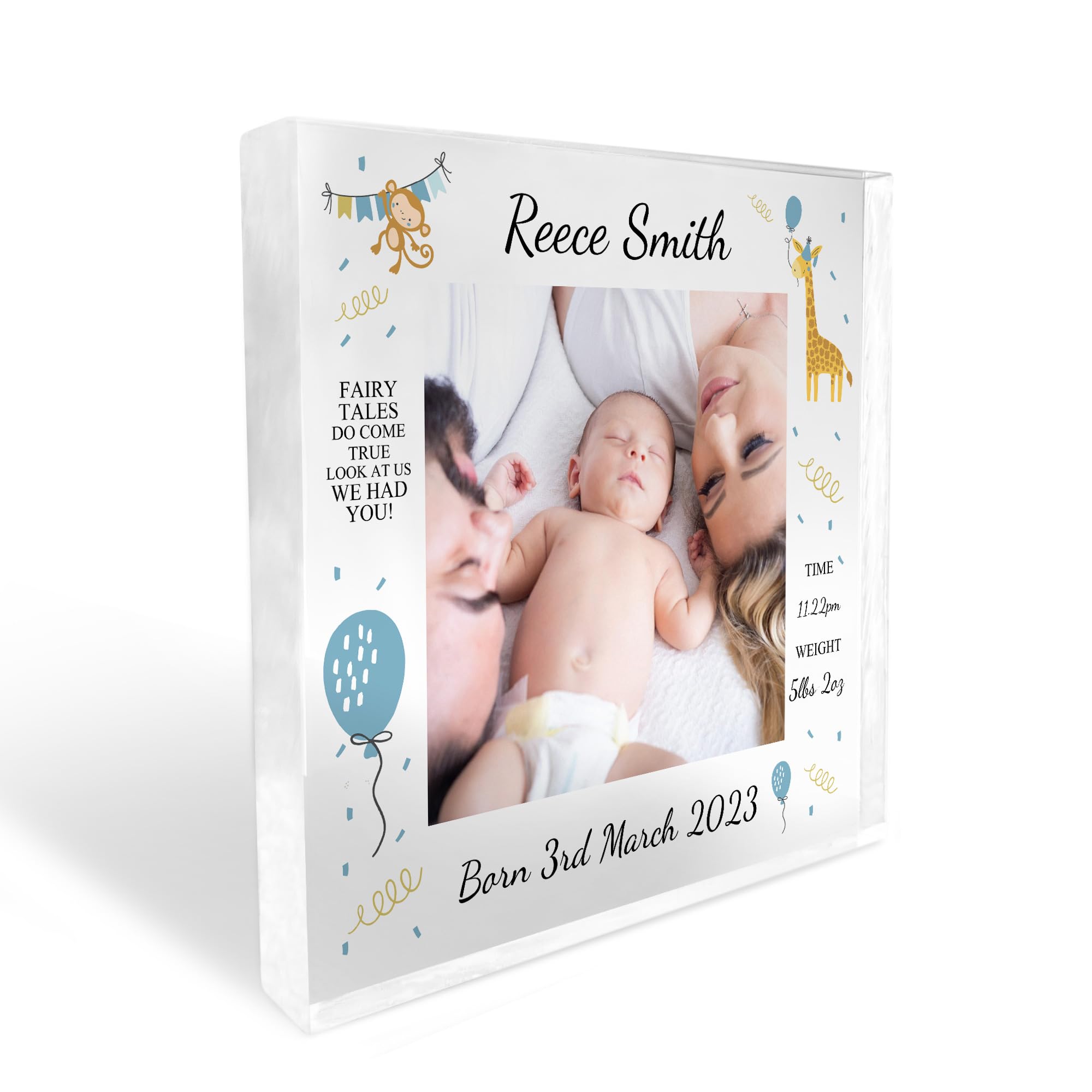 Red Ocean Personalised Baby Gift Photo Block Birth Details Nursery Decor Baby Boy Gifts New Baby Gift Keepsake New Mummy Daddy To Be Gifts