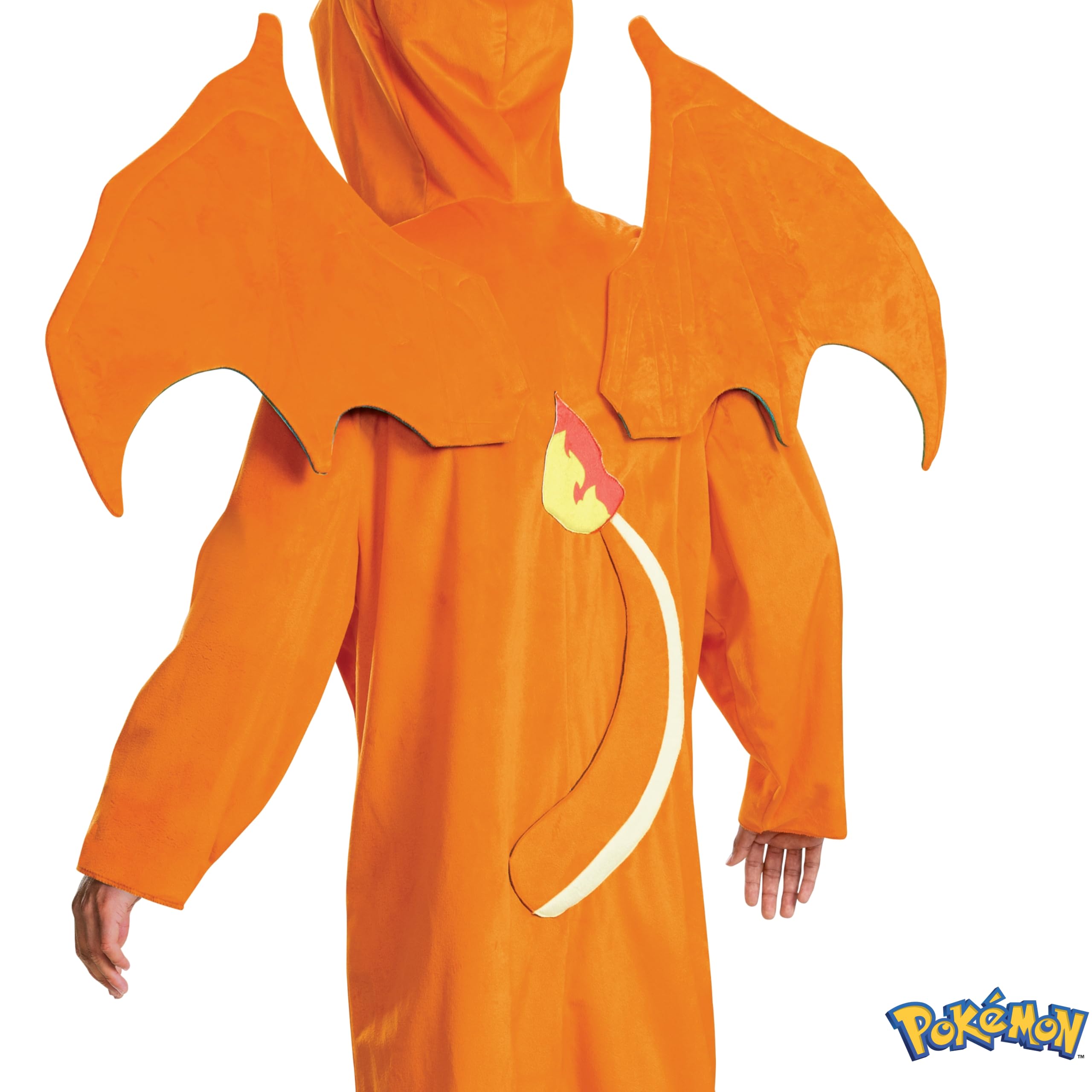 Pokémon Charizard kombinezon dla dorosłych, unisex, oficjalna licencja Pokémon, fantazyjna sukienka dla dorosłych, zawiera odpinane skrzydła i szczegółowy kaptur z tkaniny z rogami, S, M, L/XL