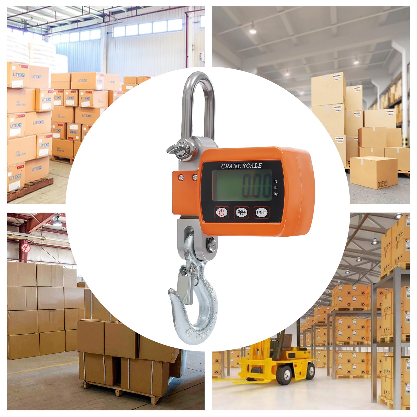 Digitale hängende Waage 500kg Digital Aluminium Kran Waage Wharf Wiegen Stahlrohstoffe Fischen (Orange)