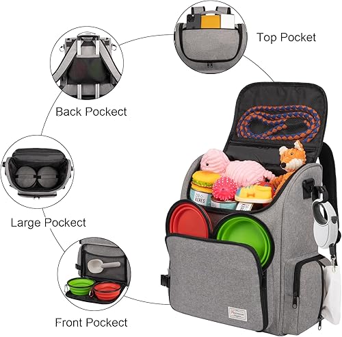 Miniatura 10 de Modoker Mochila de viaje para perro, organizador de accesorios para mascotas aprobado por aerolíneas para perros y gatos con correa para el hombro,