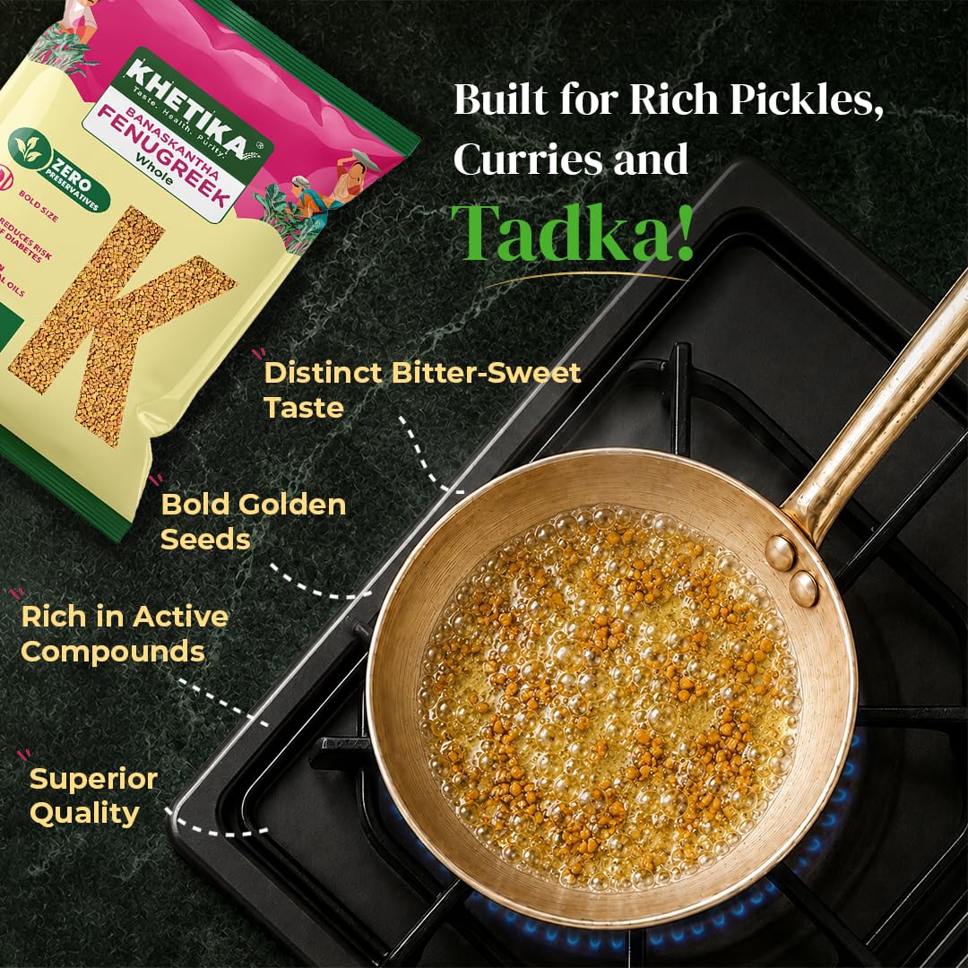 Khetika Whole Methi Dana 200g | Banaskantha Whole Fenugreek Seeds | Preservative free | Rich in Antioxidants. 1
