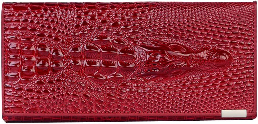 Women Men Embossed Crocodile Leather Wallet Purse Bifold Clutch Wallet Long Credit Crads Holder