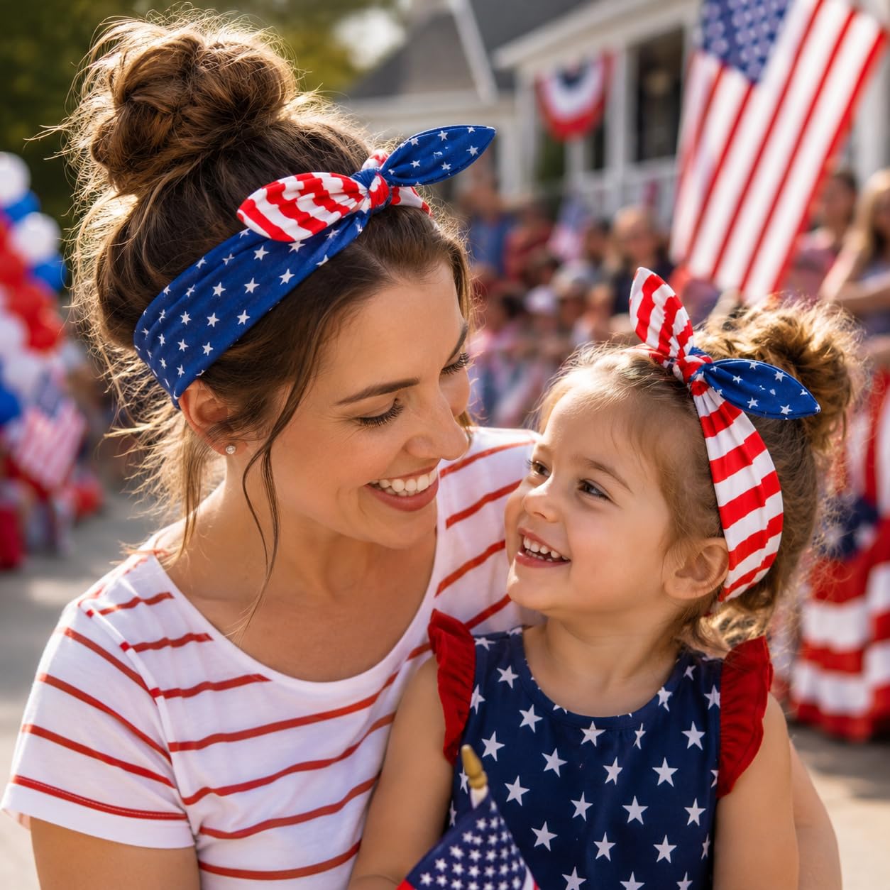 Tobeffect 4th of July Headbands for Women American Flag Hair Accessories- Patriotic Women's Headbands with Bow Non Slip - Red White and Blue Hairbands for Independence Day Wide Head Wraps 1 Pack