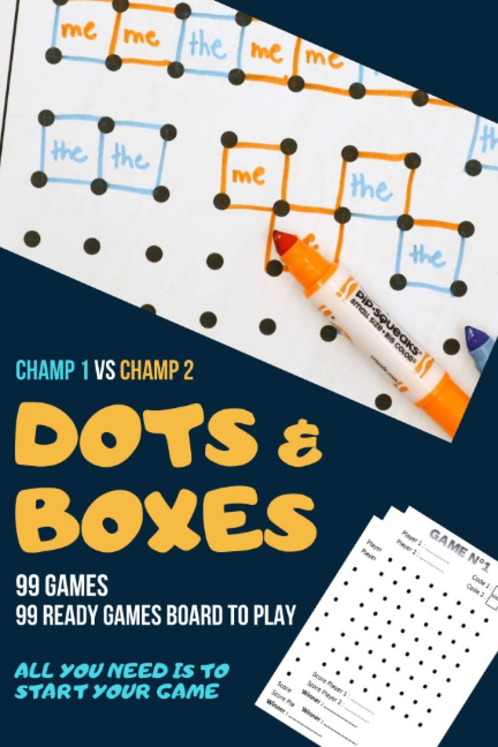 DOTS AND BOXES: Game board and paper well prepared to play one of the funniest game "dots and boxes", 99 awesome preprinted paper