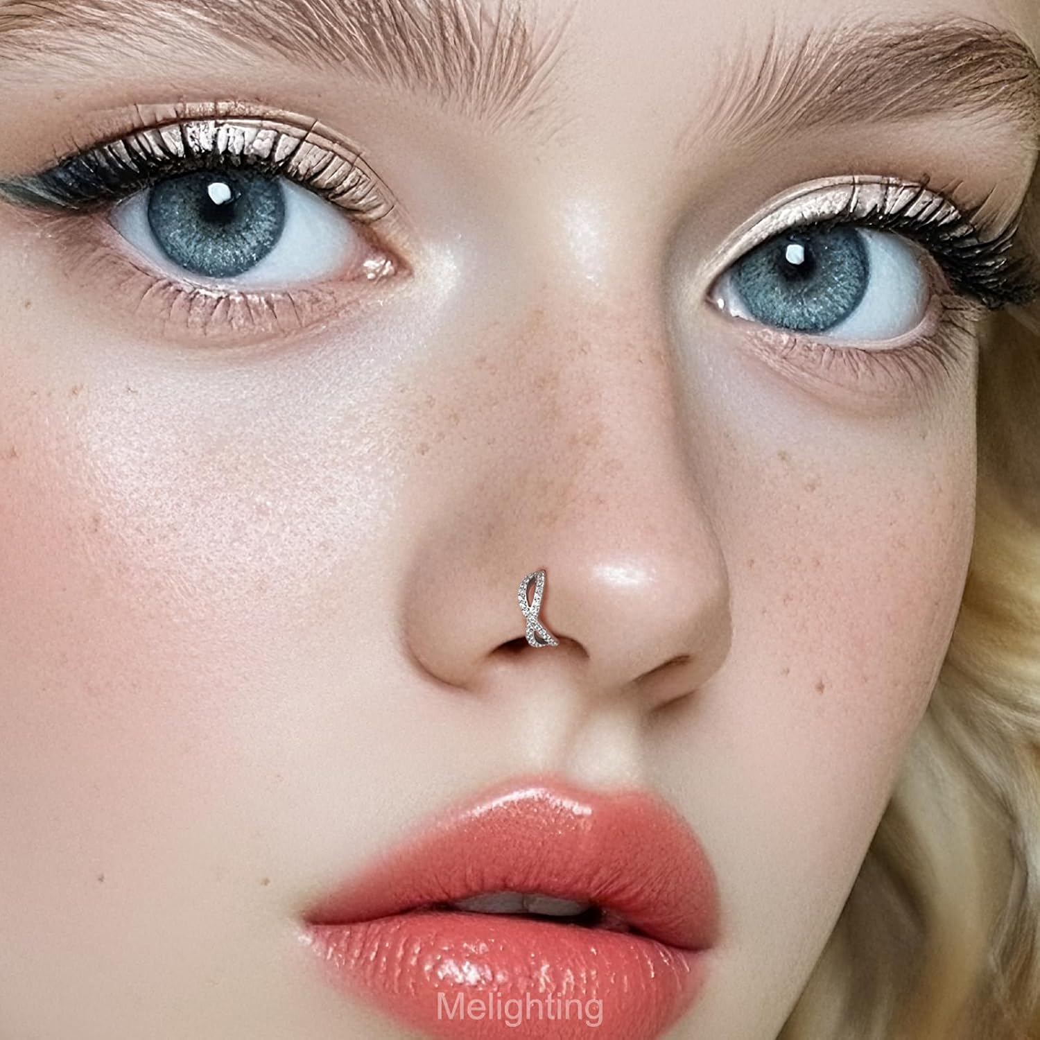 Melighting 16G Double Helix Hinged Segment Earring, 316L Surgical Steel Nose Hoop Clicker Transparent CZ, Cartilage Tragus Conch Lobe Piercing Jewelry for Women 6/8/10/12 mm - Image 8