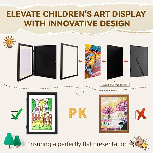 Miniatura 3 de ABSWHLM Marcos de arte para niños, apertura frontal, obras de arte infantiles de 8.3 x 12 pulgadas sin paspartú o fotos de 6 x 9.5 pulgadas con