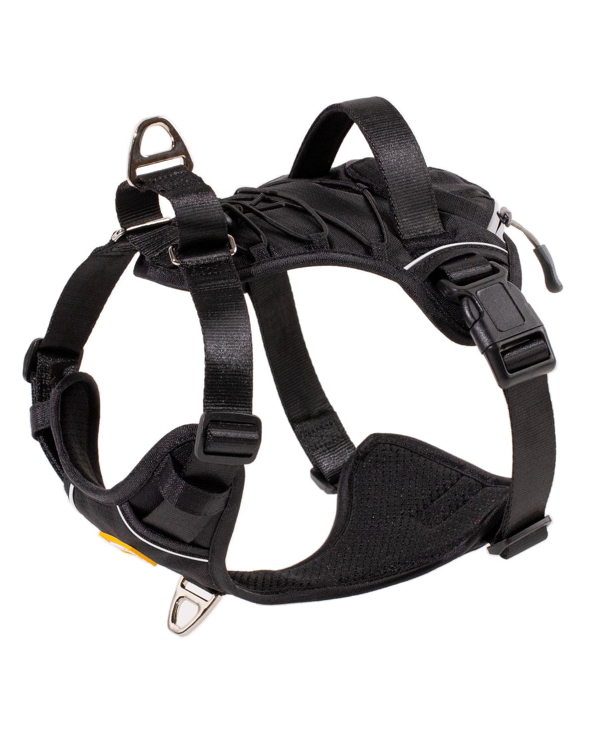DF No Pull Martingale Dog Harness, Easy Walking & Escape Proof, Reflective & Adjustable Fit, No Twist Front Clip Harness with Handle and Zippered Pocket, Black, 3/4", Chest 17"-22"