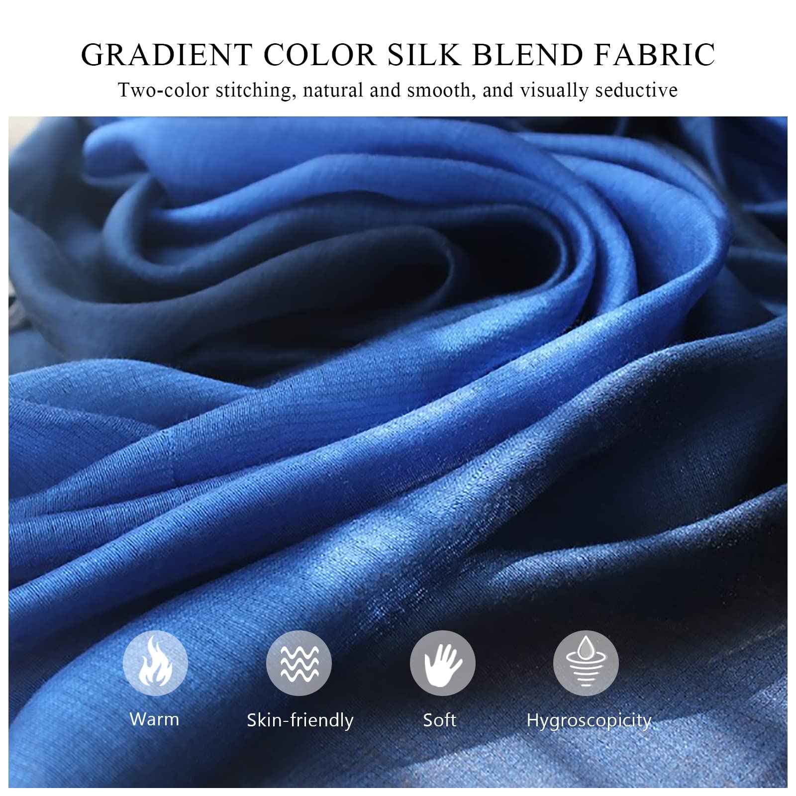 LumiSyne Femme Foulard En Soie Mélangée Dégradé De Couleurs Coton Lin Écharpe De Soie Mode Élégant Léger Doux Wraps Étole Châle De Plage Toute La Saison