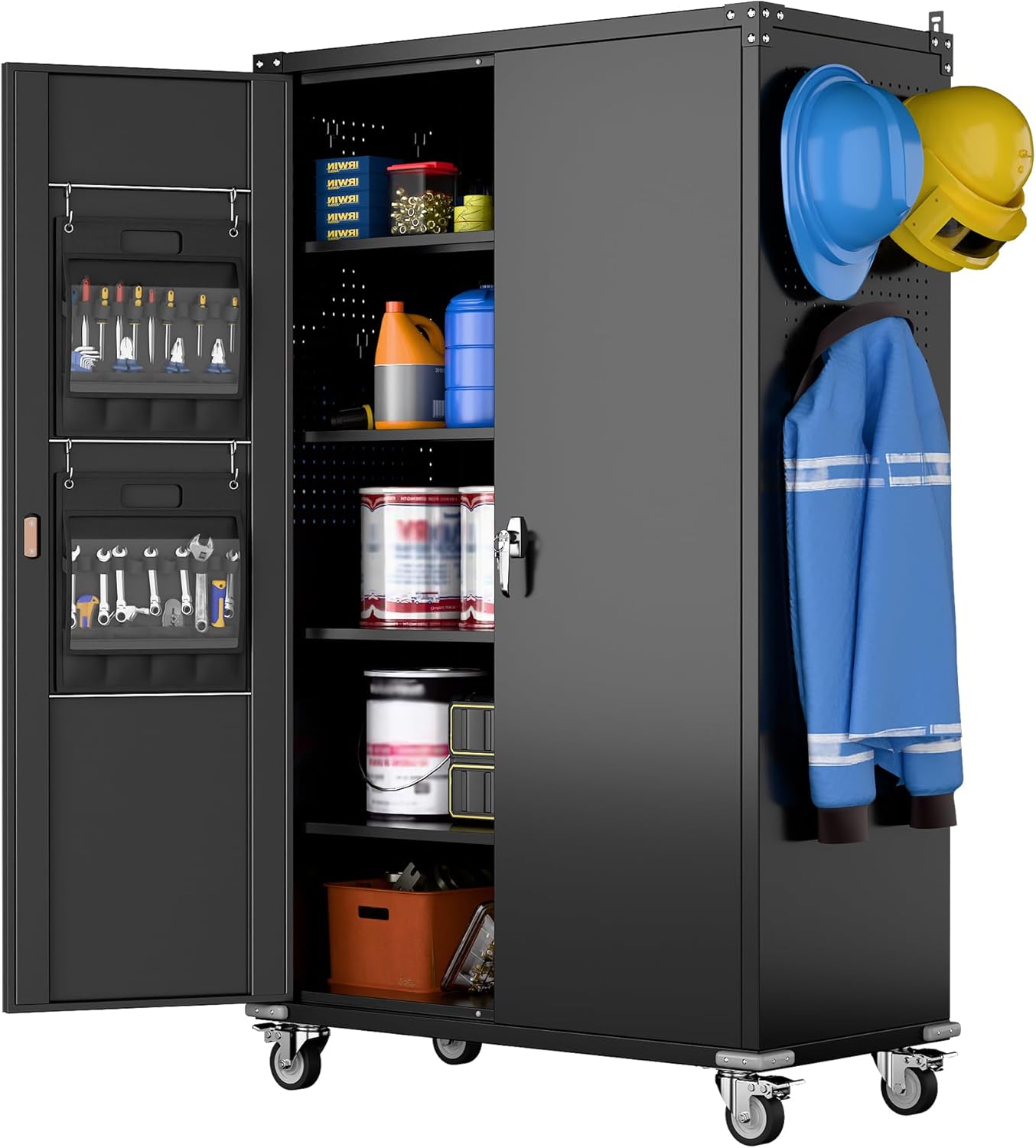 Upgraded Garage Storage Cabinet with Wheels, 72" tall
