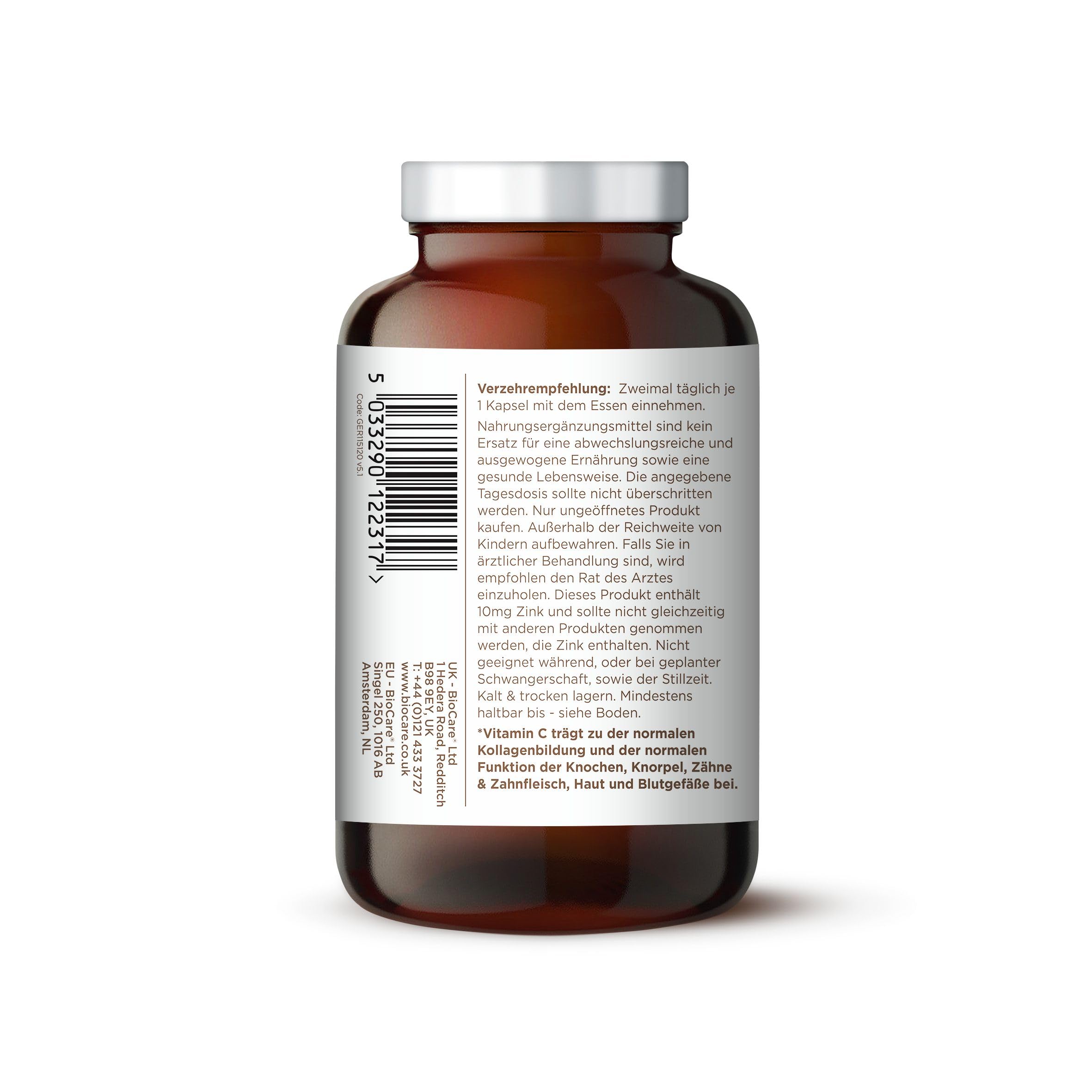 BioCare Collagen Complex, 60 Kapseln | Vitamin C & Zink mit Marine Collagen, Hyaluronsäure & Nukleotiden