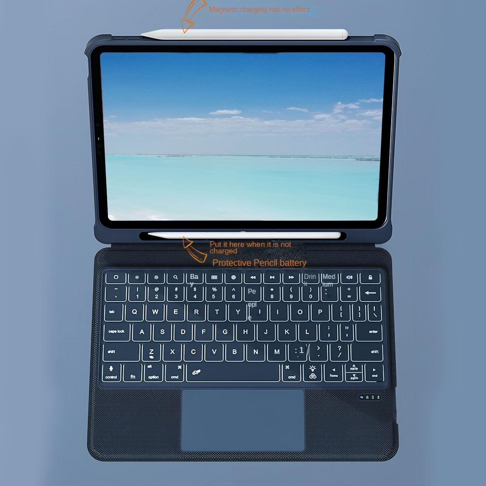 Etui na klawiaturę, Etui na klawiaturę BT na Tablet, Podstawa z obrotową osią i Touchpadem na Tablety 10,9 Cala 10. Generacji