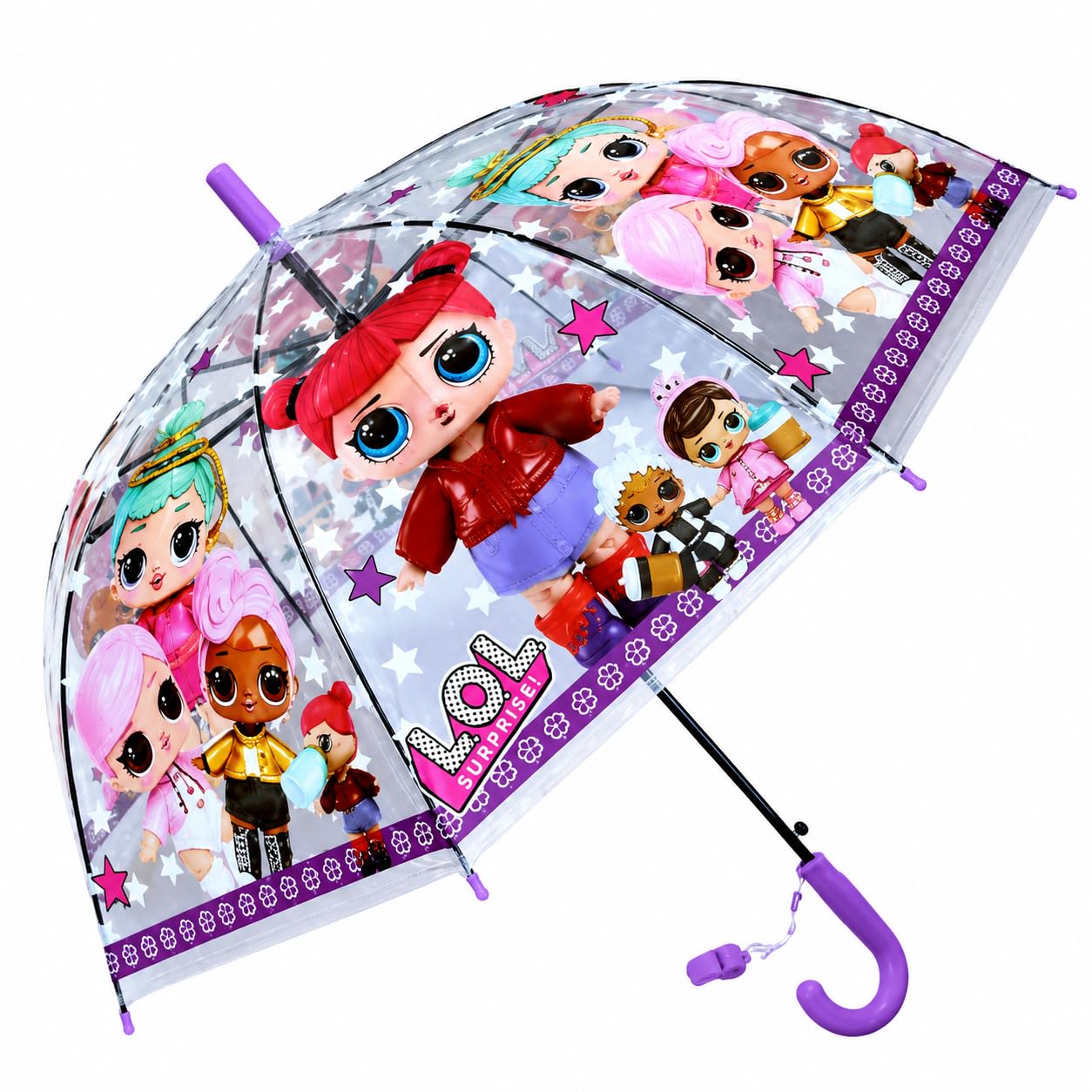 ™ Cute Doll & Mermaid Print Umbrella for Kids | Transparent Cartoon Design | Windproof Durable Frame | Lightweight School & Travel Rain Protection Kids Umbrella| Clear Dome Rain Umbrella | Purple | Ages 3-10-picture-16