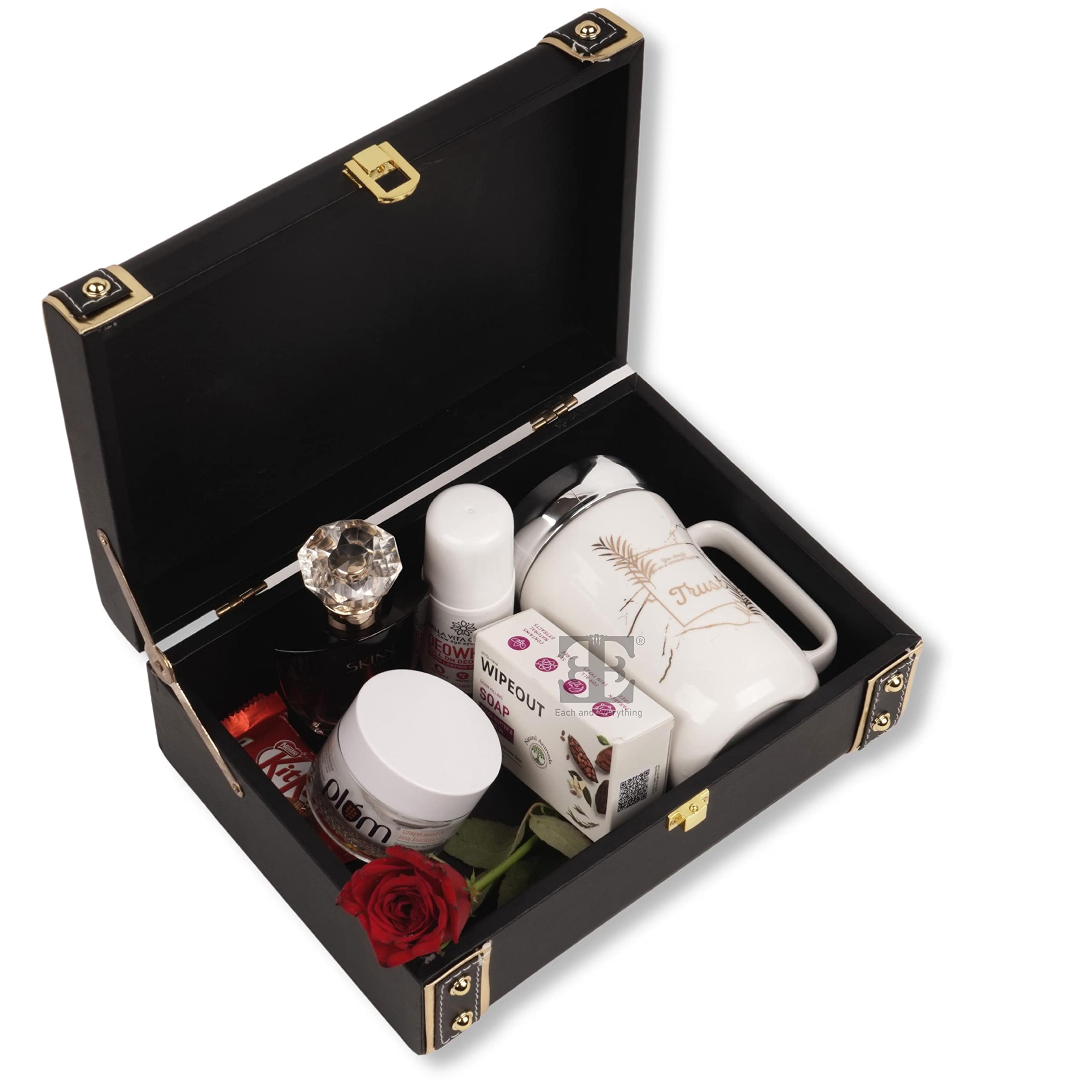 India Tradition Classic Rectangular Decorative Trunk Box (10x7x3.5 in) for Gifting and Storage (Black)