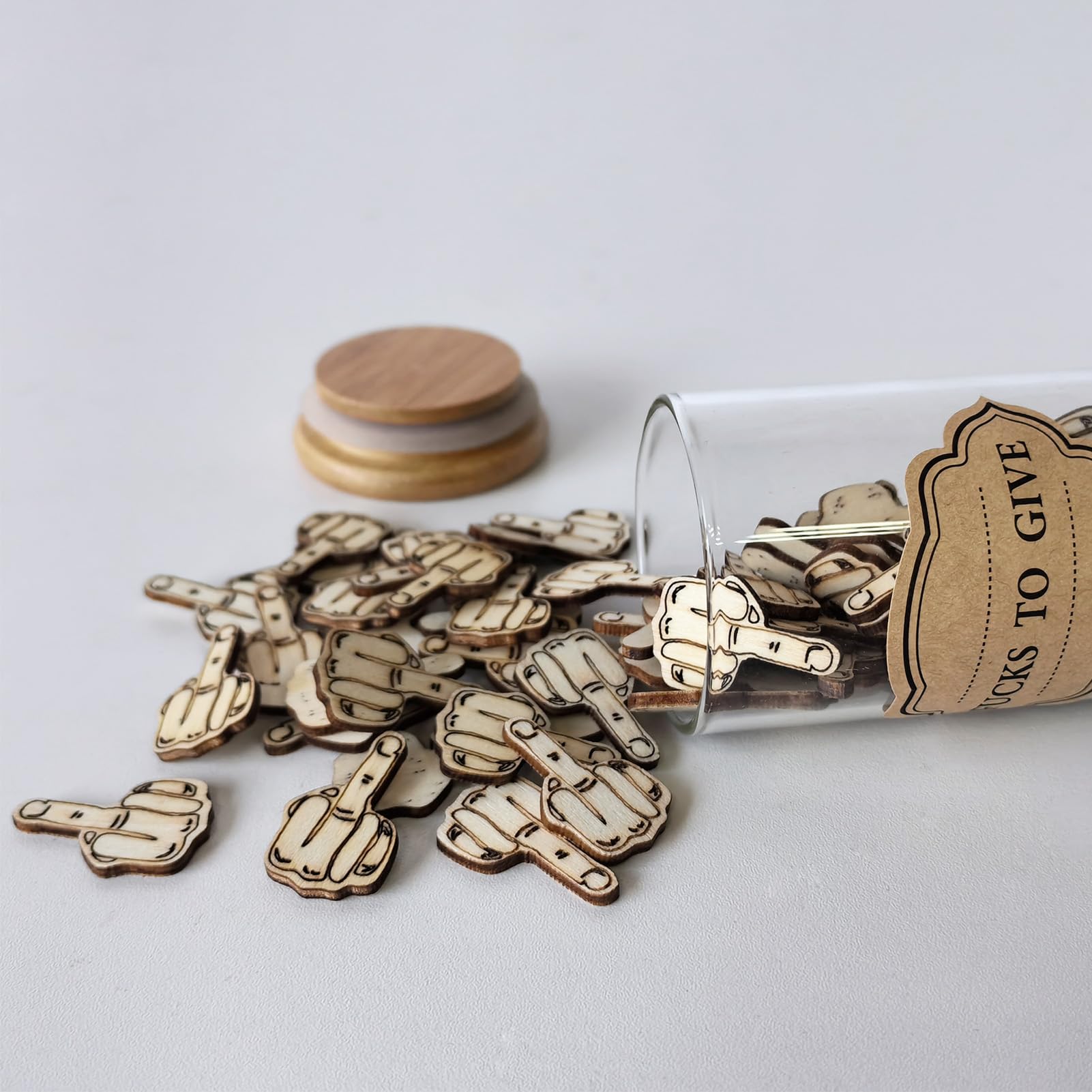 Jar of Fucks, Not Giving a Fuck, Gift Fucks to Give, Fuck Jar, Wooden Cutout Pattern Piece Bad Mood Vent Spoof Bag of Fucks Decorative Jar