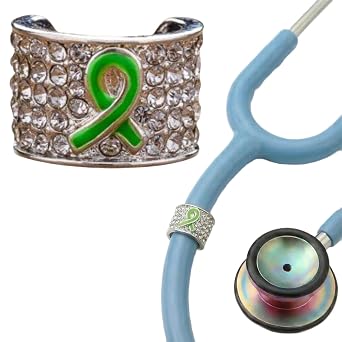 charMED Custom Stethoscope Charms - Lime Ribbon Charm - Gifts for Nurses, Doctors, Veterinarians, Technicians, Surgeons & Healthcare Professionals - Metal 0.5" Ring Charm