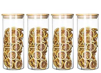 ガラス瓶４個セット Amazon｜ガラス保存容器ガラス瓶セット500ml 4のスパイス瓶竹の