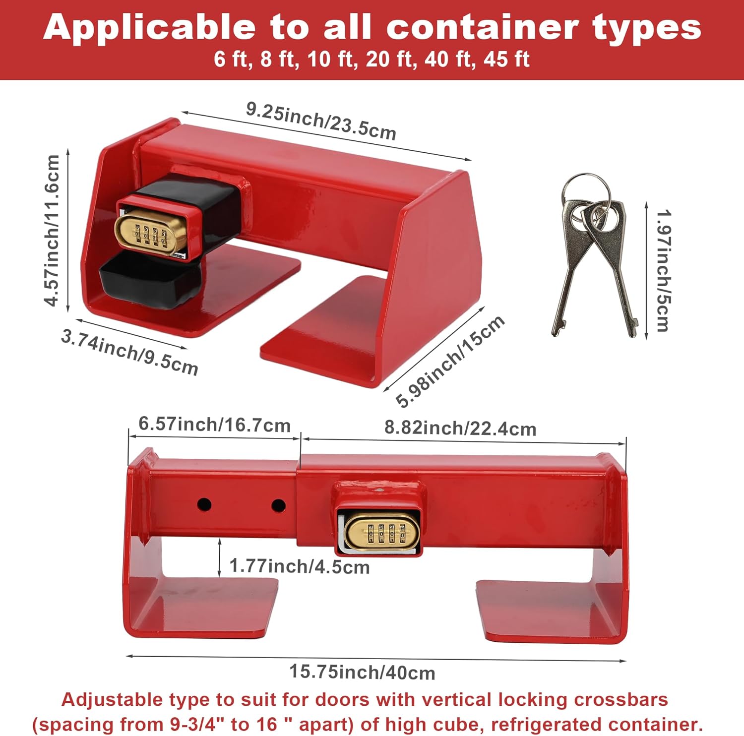 Equipment Lock Heavy Duty Cargo Door Lock, Powder Coated Steel Shipping Container Lock, Anti-Theft Semi Trailer Door Lock,Rust-Proof Semi Truck Accessories & Trailer Security (Combination)