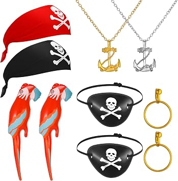 FRIUSATE 10 Pcs Pirate Costume Accessories Set, Kids Captain Costume